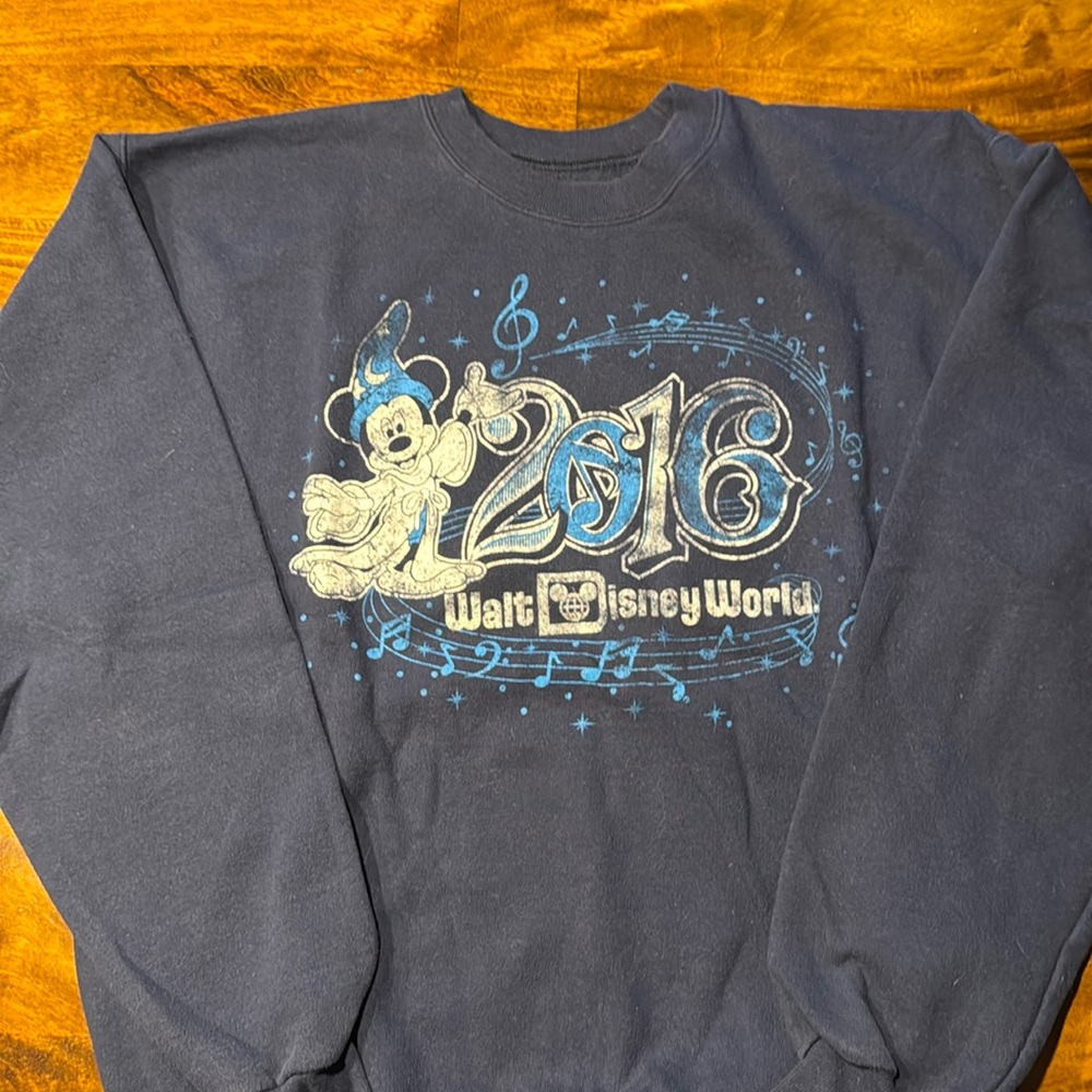Vintage 2016 Walt Disney World Crewneck Sweatshirt Navy Blue - Size M